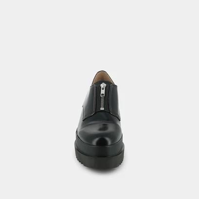 Platform derbies with zip in black leather | amante