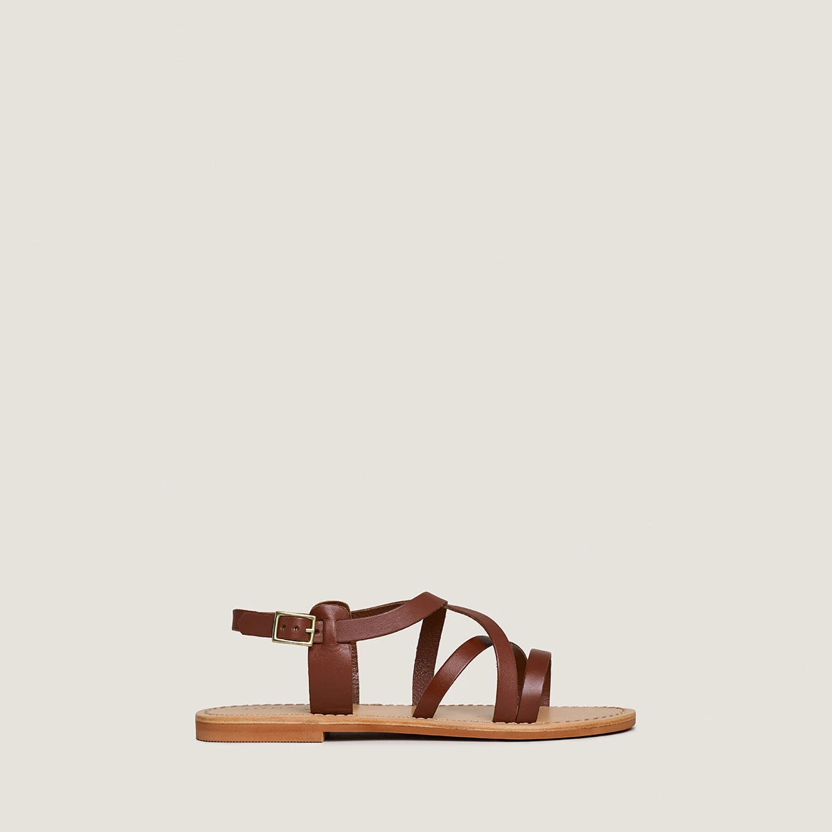 Cognac-coloured sandals in leather | WISCHIA