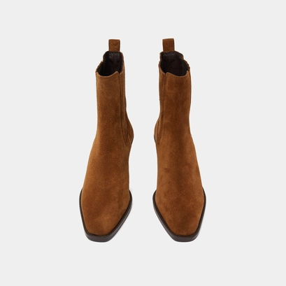 Heeled boots with gathers in brown suede | birman