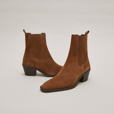 Heeled boots with gathers brown