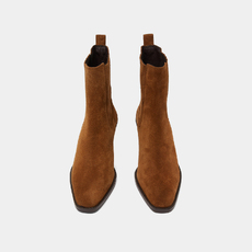 Heeled boots with gathers brown