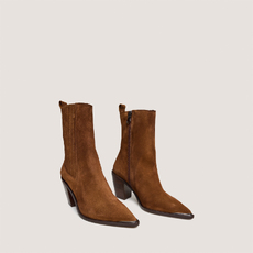 Gathered ankle boots with Heel brown