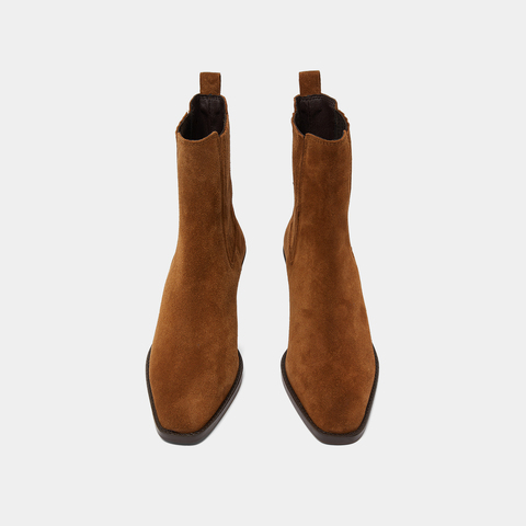 Heeled boots with gathers brown