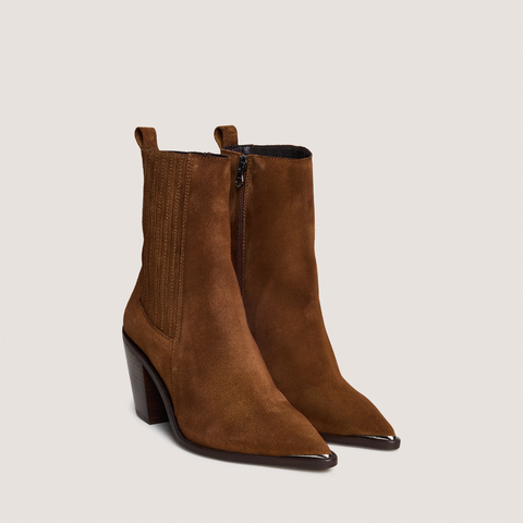 Gathered ankle boots with Heel brown