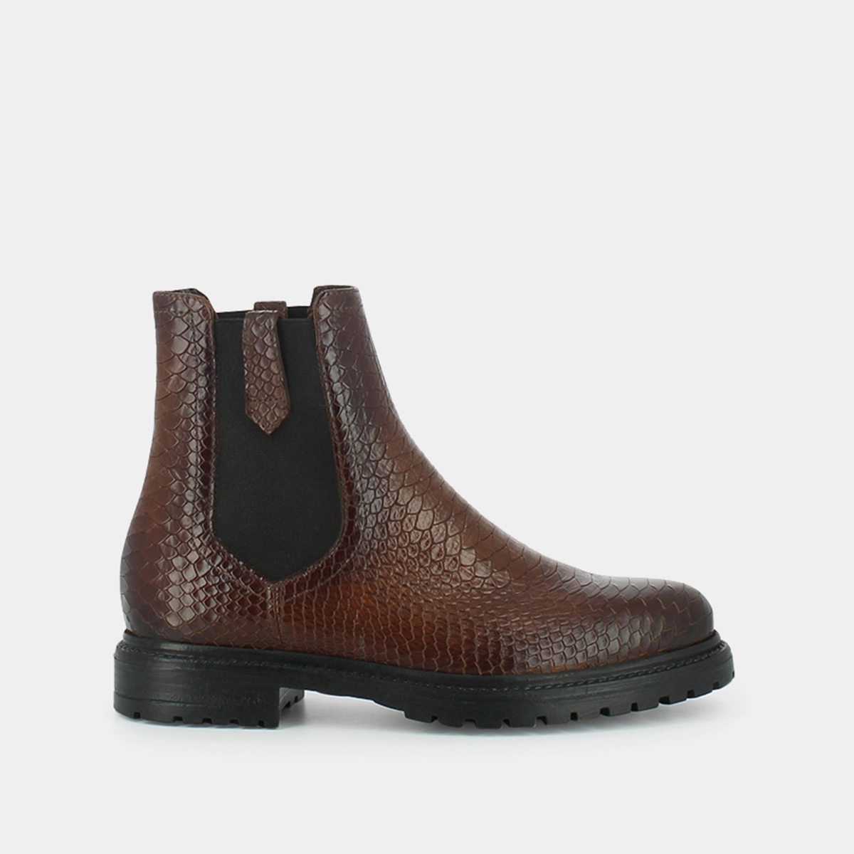 Flat boots in cognac reptile | CANDIDE
