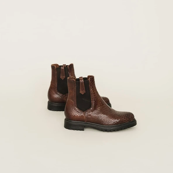 Flat boots in cognac reptile | CANDIDE