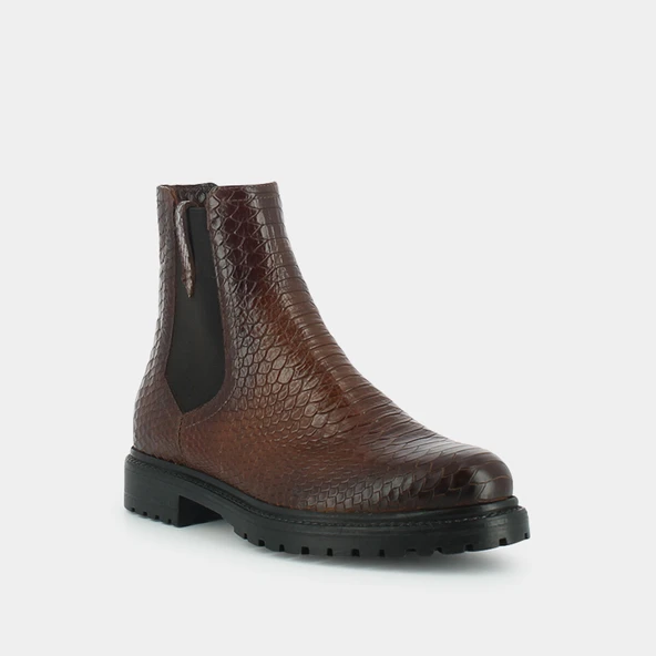 Flat boots in cognac reptile | CANDIDE