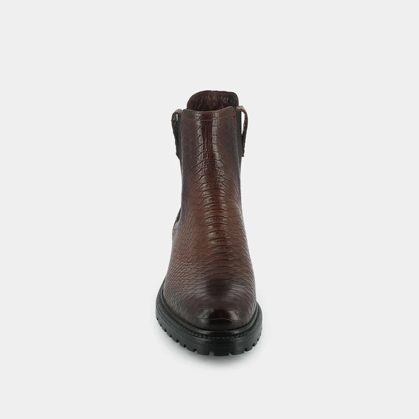 Flat boots in cognac reptile | CANDIDE