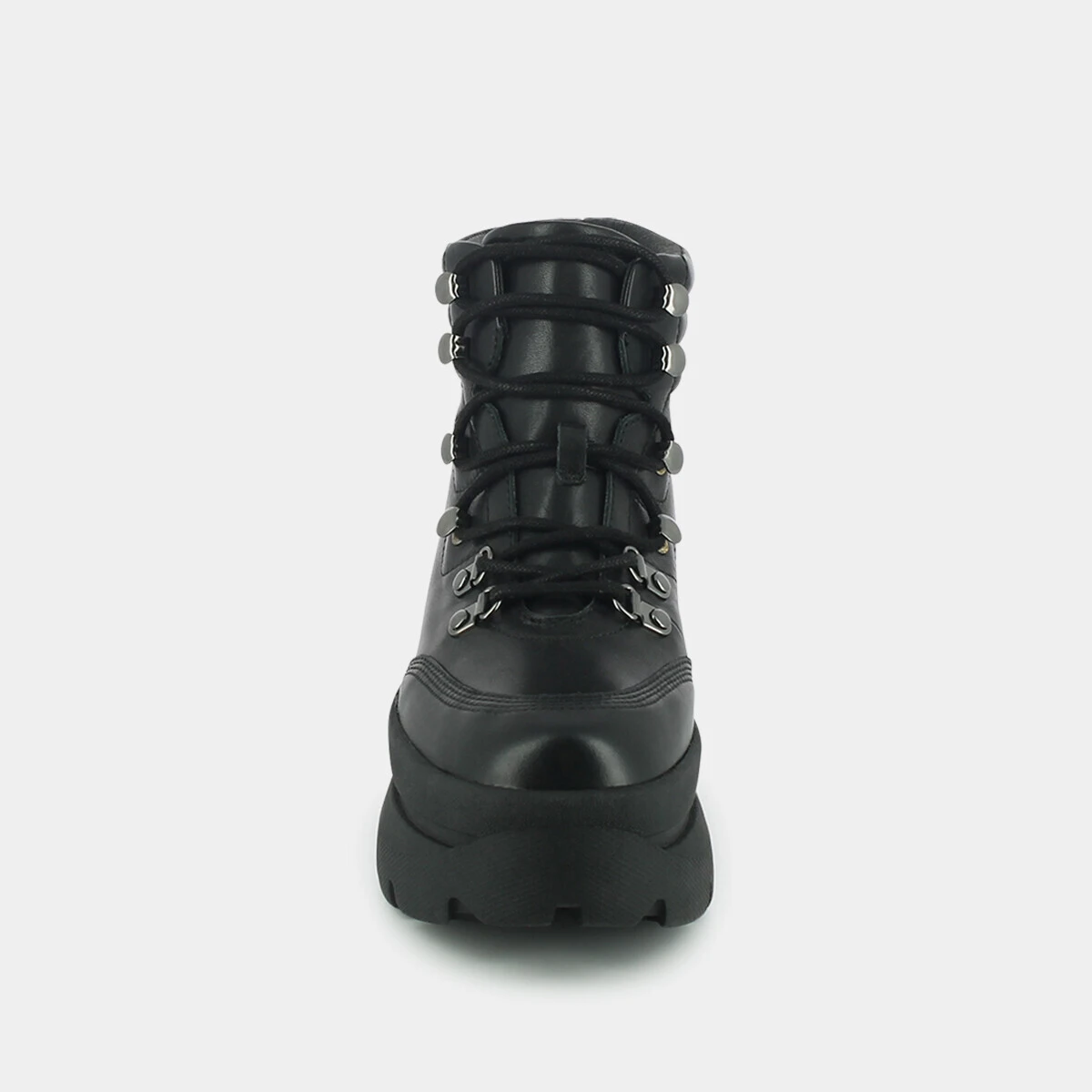 Platform lace-up boots in black leather | GASTON