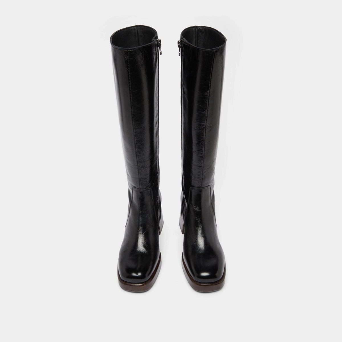 Platform boots in distressed black leather | BETINA