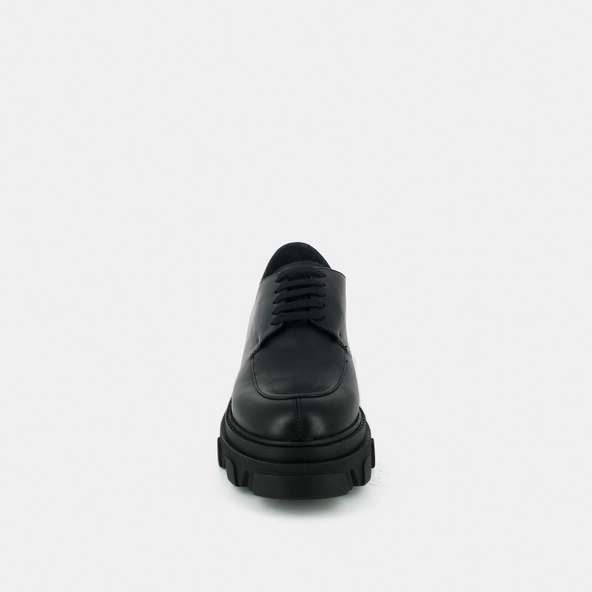 Richelieu with toothed platform in black leather | DEMER