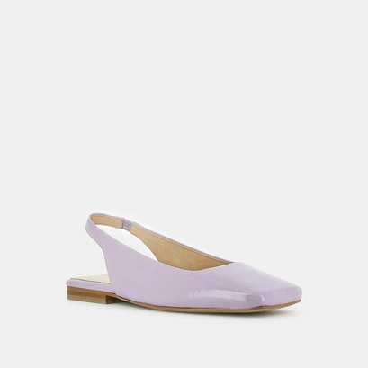 Square toe ballet slingback in lilas patent leather | ducino