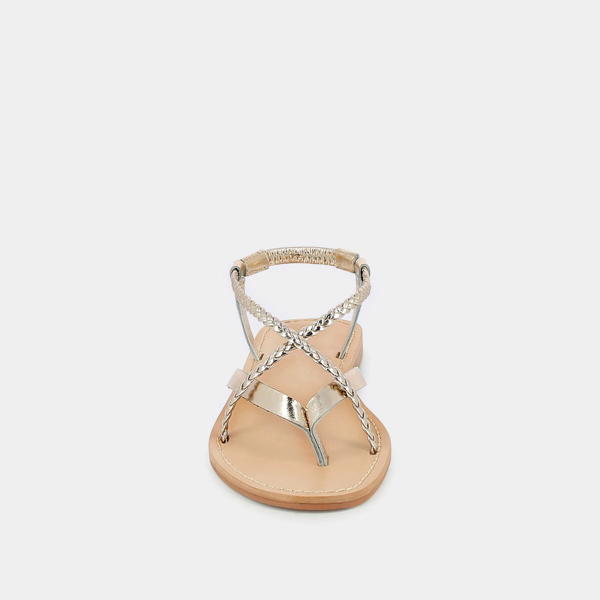 Sandals with braided straps in platine leather | WARREN