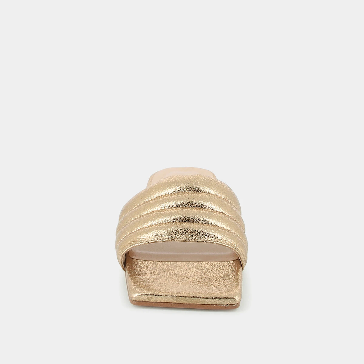 Square-toe mules in gold cracked leather | DEGATI
