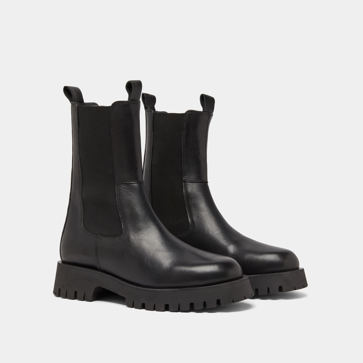 Platform boots in black leather | RIDLE