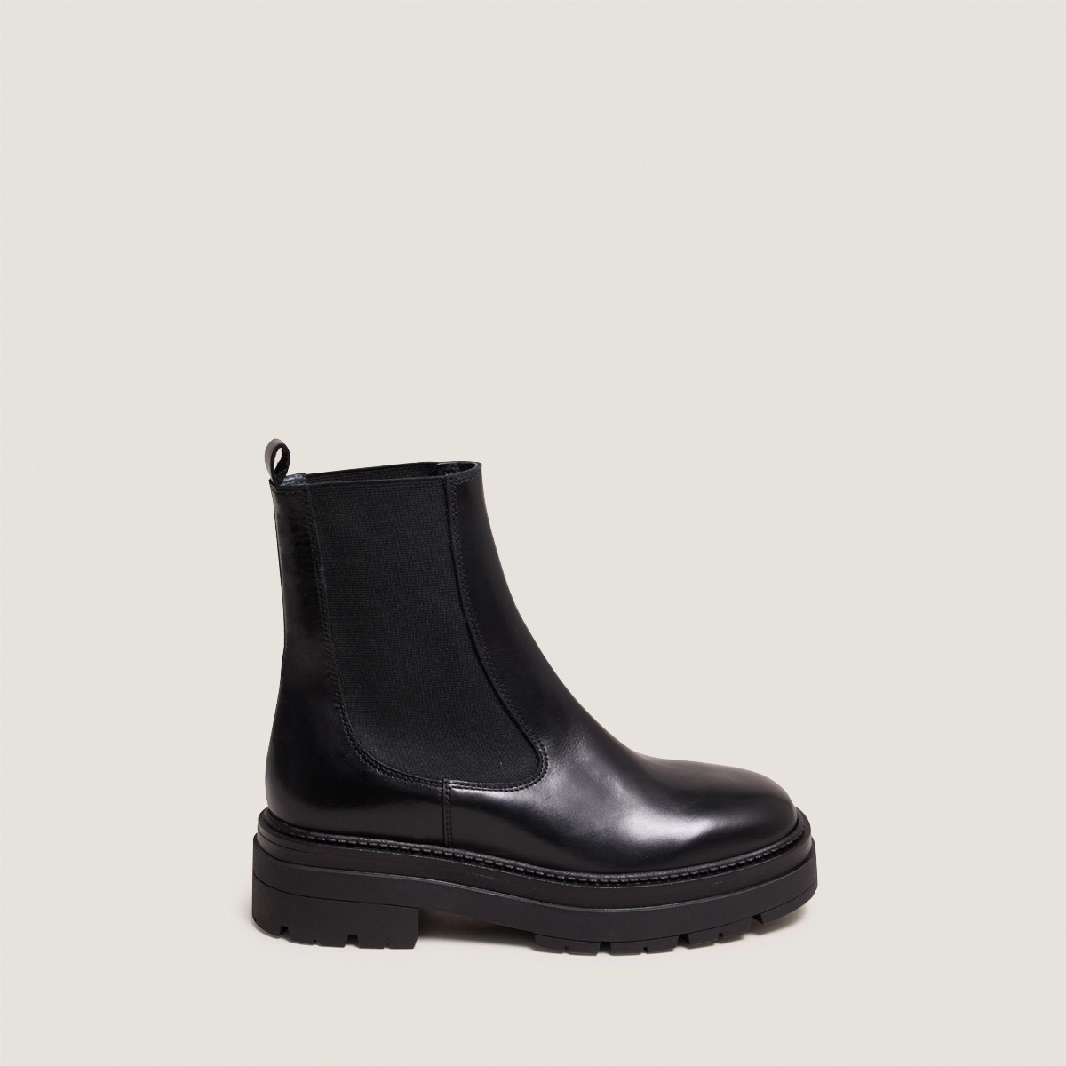 Platform lowboots in black leather | PICUS