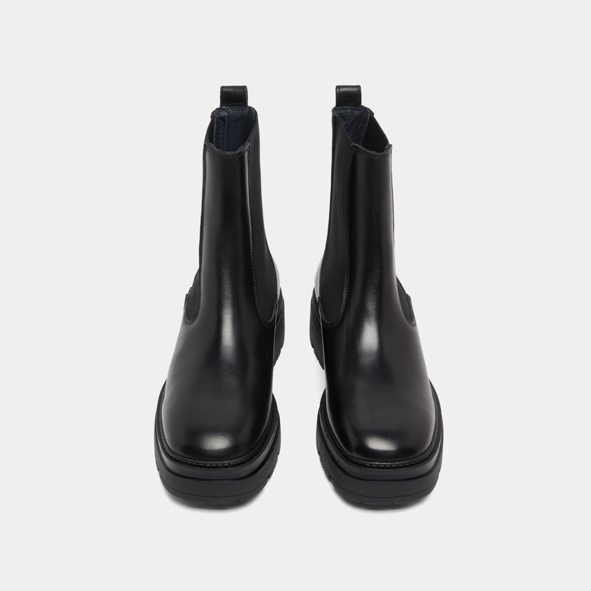 Platform lowboots in black leather | PICUS