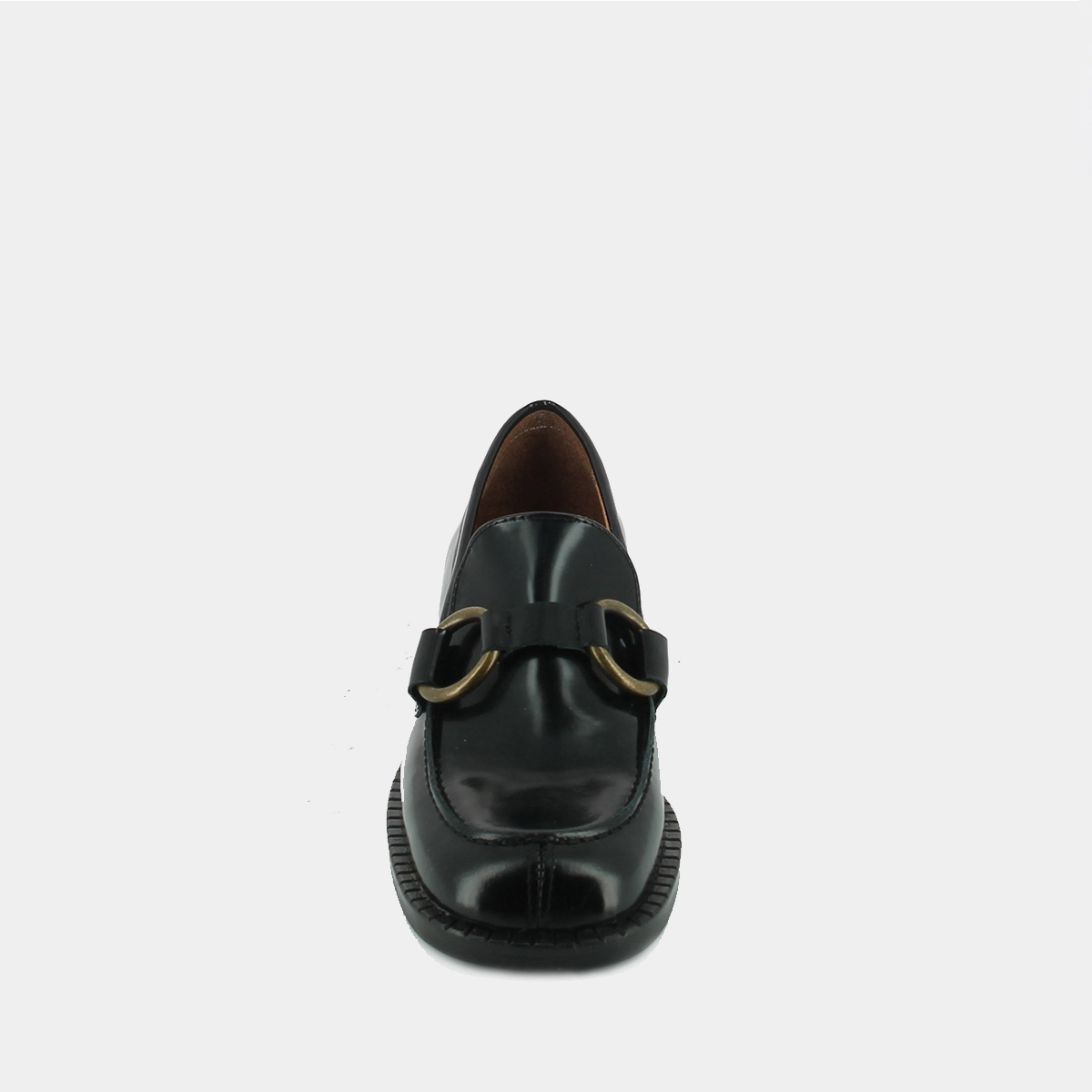 Loafers with buckles in black leather | BELINDA