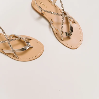 Sandals with braided straps platinum