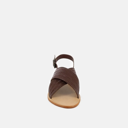 Flat sandals with broad straps brown