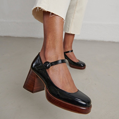 Jonak Women Heeled Mary Janes with platform in black patent leather