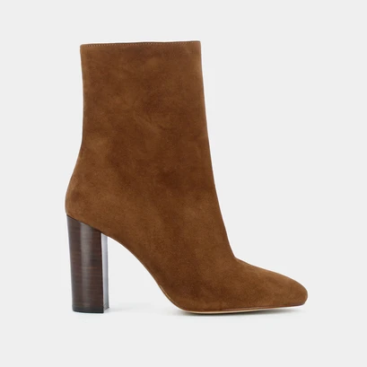 Heeled boots in brown velvet | valoris