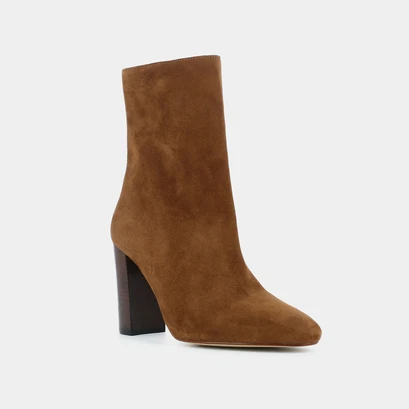 Heeled boots in brown velvet | valoris