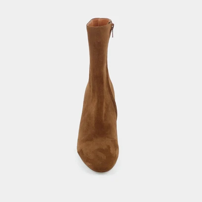 Heeled boots in brown velvet | valoris
