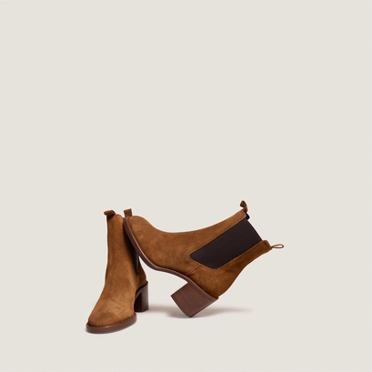Heeled boots in cognac suede | bertille