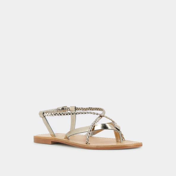 Sandals with braided straps in platine leather | WARREN
