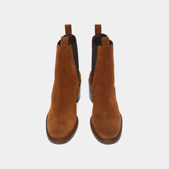 Heeled boots in cognac suede | BERTILLE