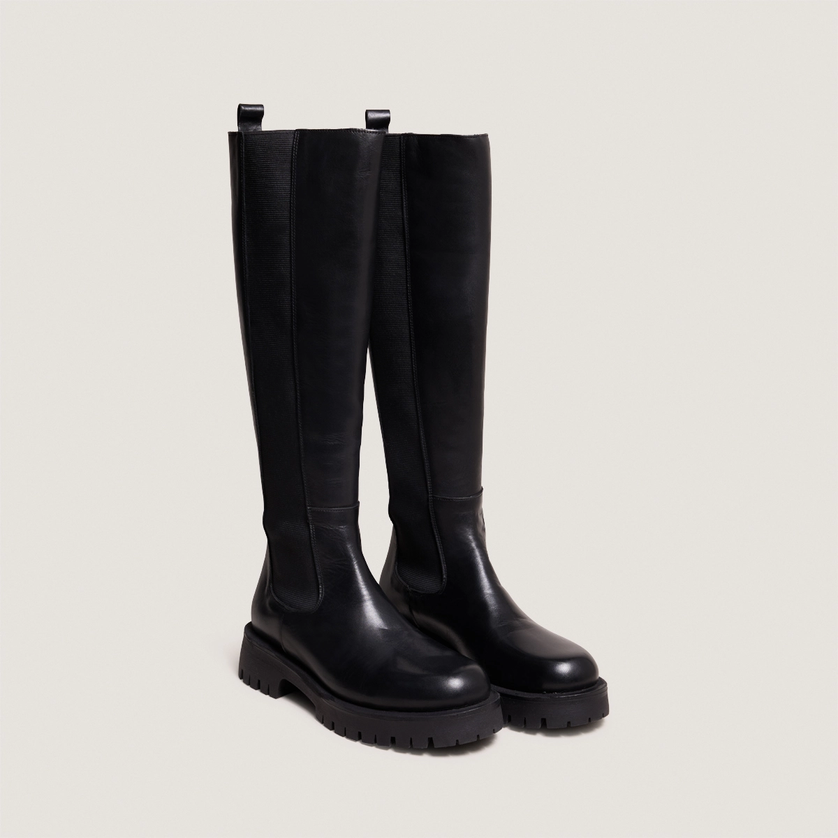 Platform boots in black leather | REBEL