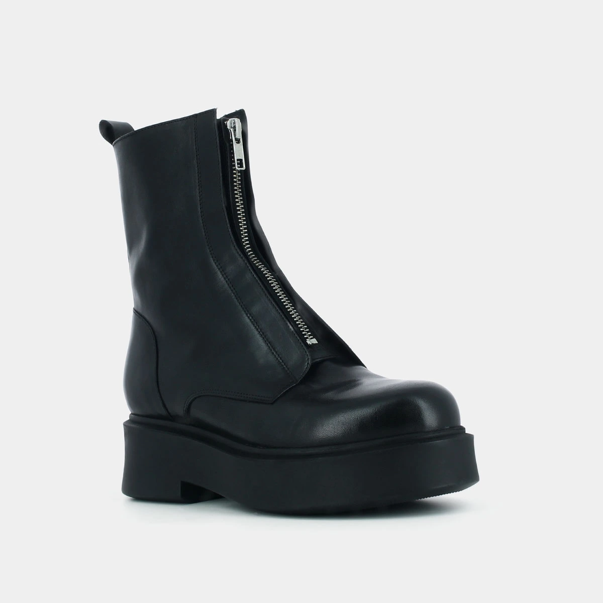 Zipped boots with platform in black leather | ALBERT