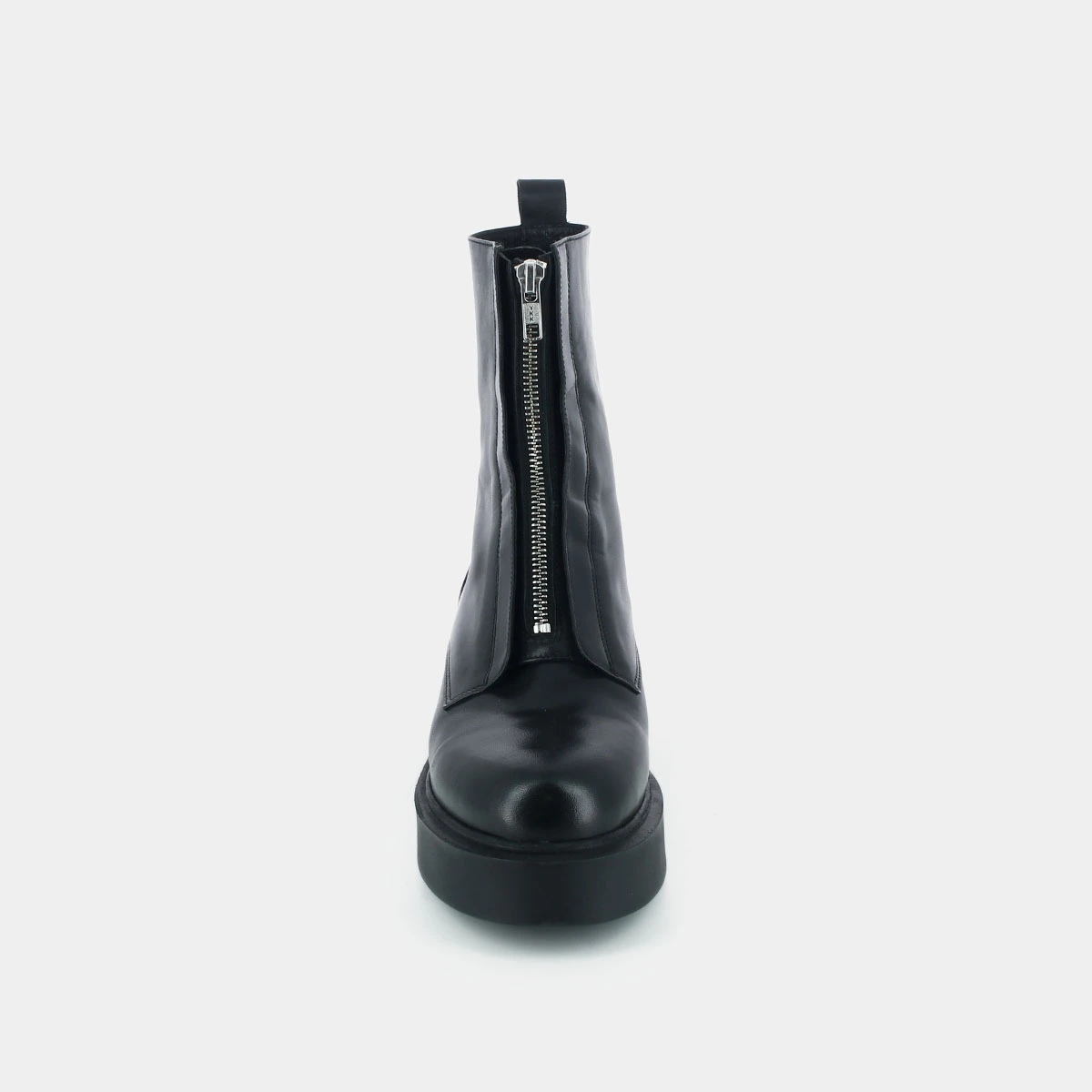 Zipped boots with platform in black leather | ALBERT