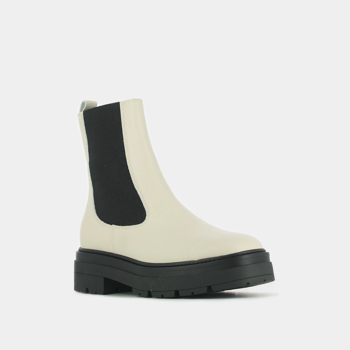 Platform lowboots in ecru leather | PICUS
