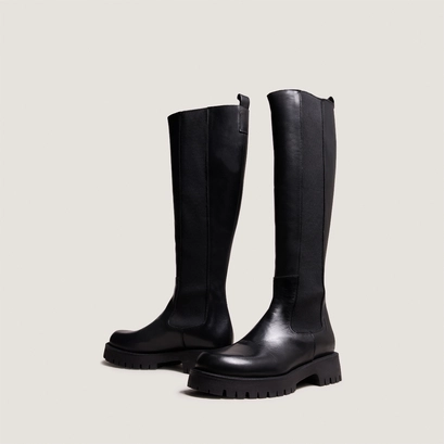 Platform boots in black leather | rebel
