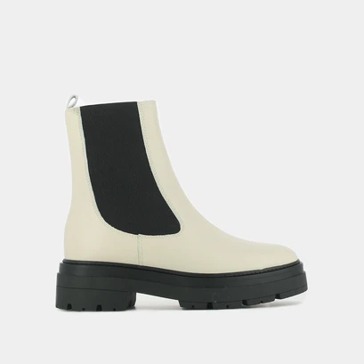 Platform lowboots in ecru leather | picus