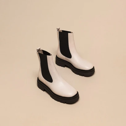 Platform lowboots in ecru leather | picus
