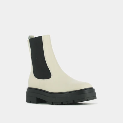 Platform lowboots in ecru leather | picus