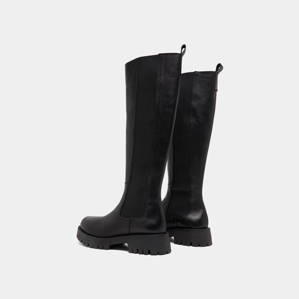 Platform boots in black leather | REBEL