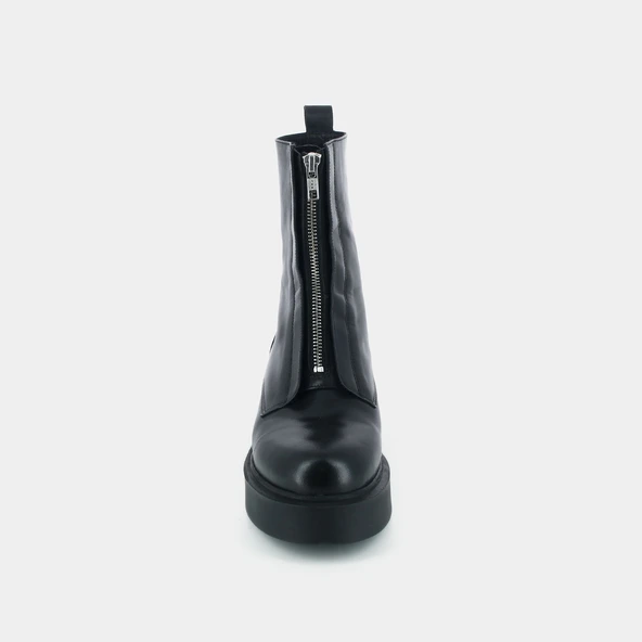 Zipped boots with platform in black leather | ALBERT