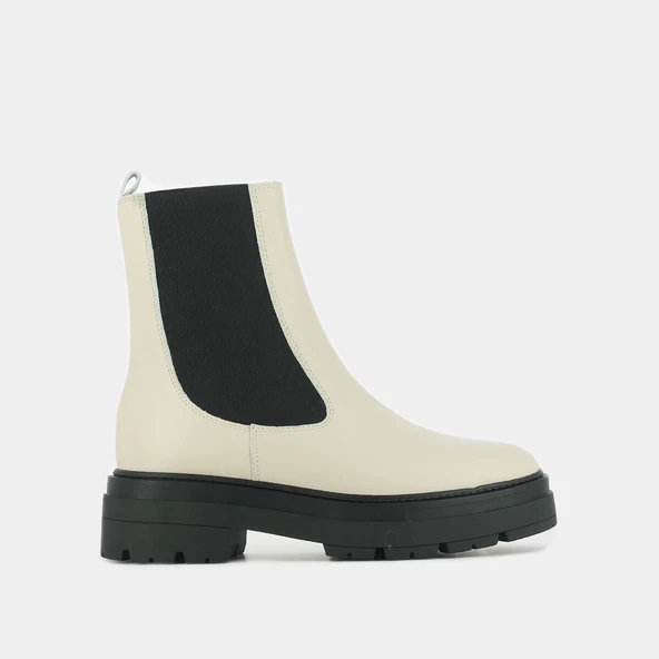 Platform lowboots in ecru leather | PICUS
