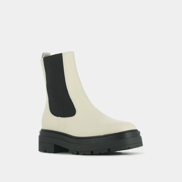 Platform lowboots in ecru leather | PICUS