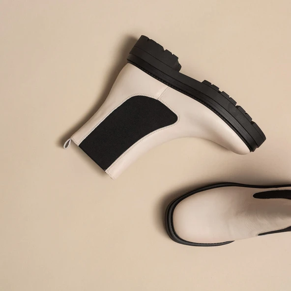 Platform lowboots in ecru leather | PICUS