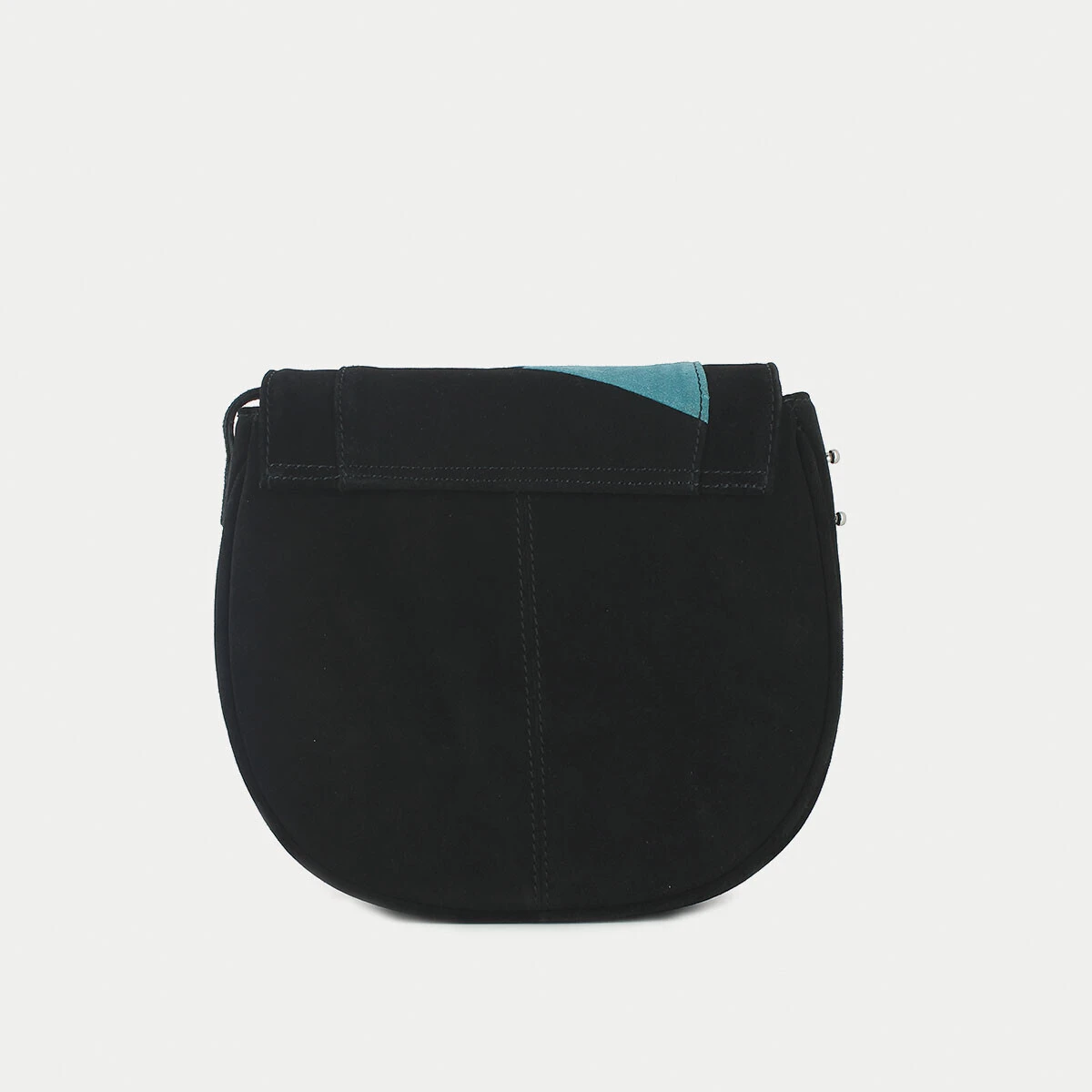 Black and blue suede flap bag