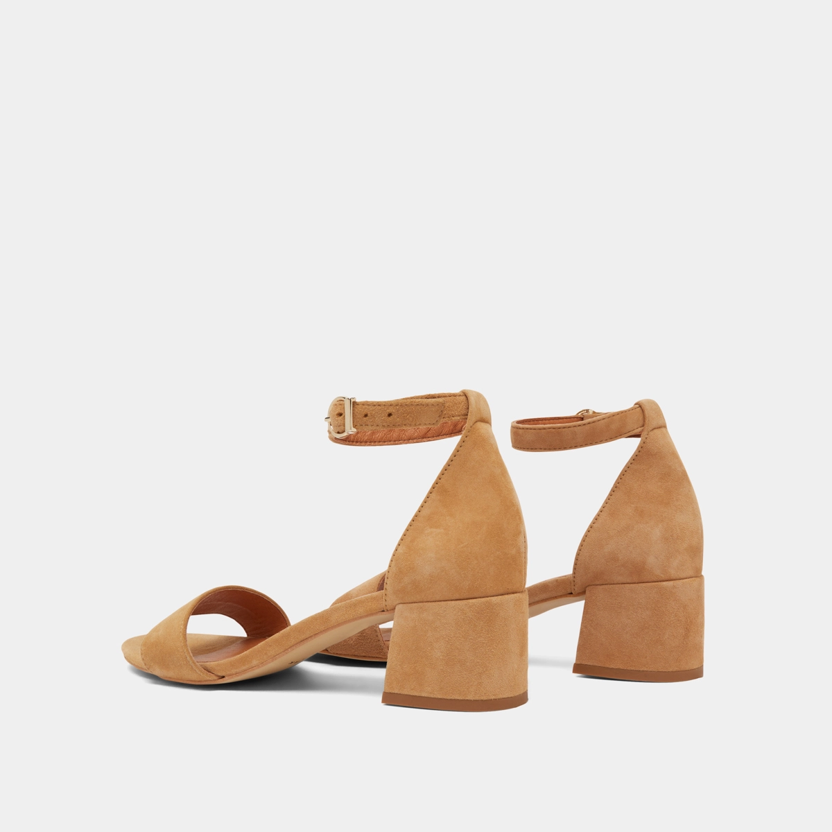 Sandals with square heel in camel suede | VERDI