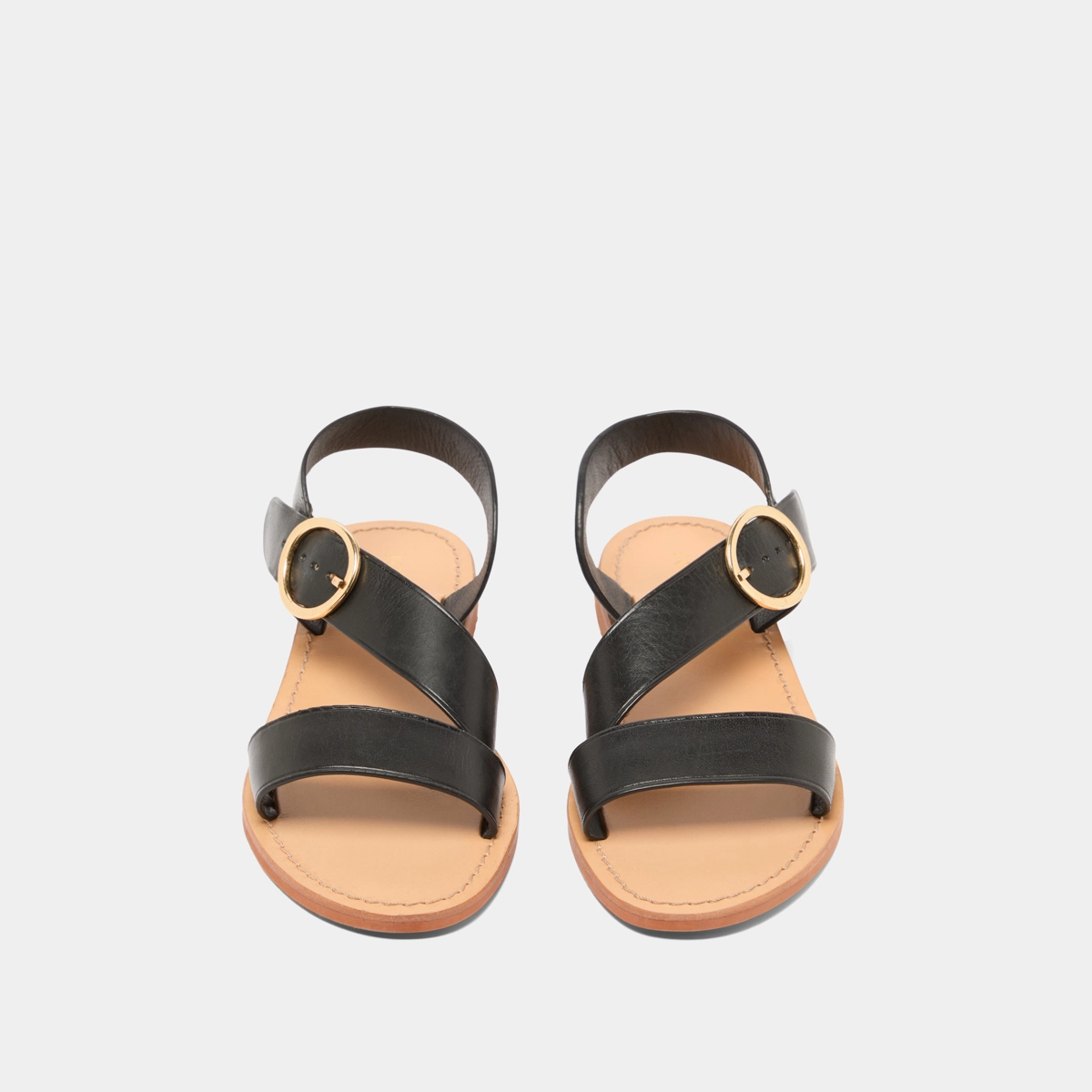 Asymmetrical sandals in black leather | WABLO