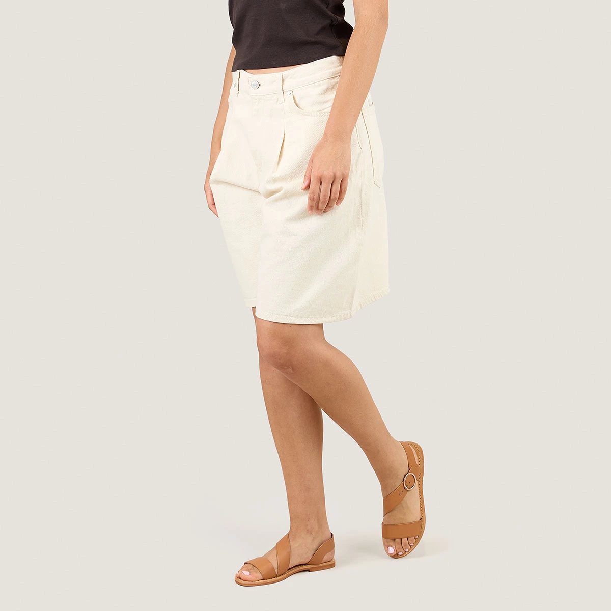 Asymmetrical sandals in camel leather | WABLO