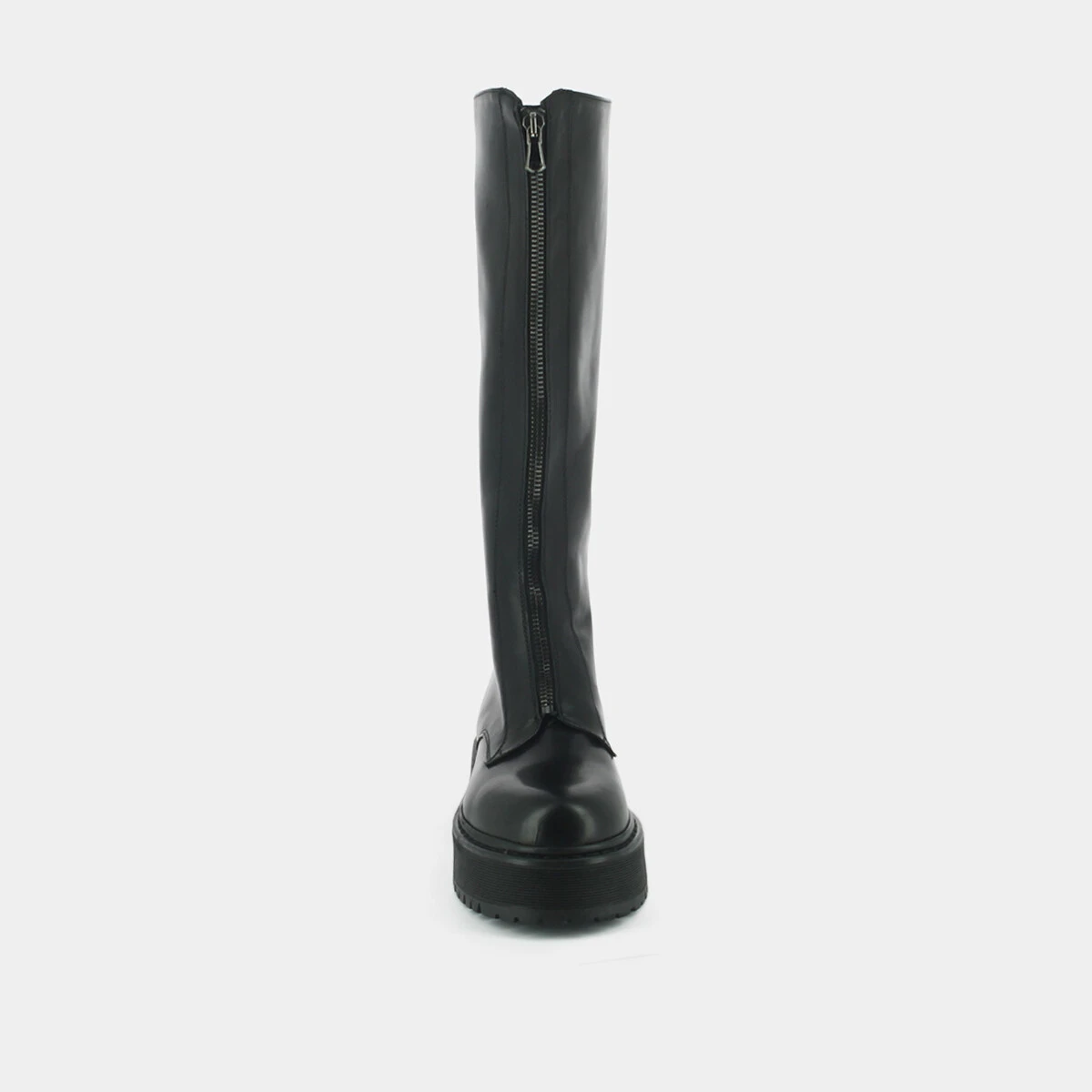 Lowboots with platform and zip closure in black leather | RALPH