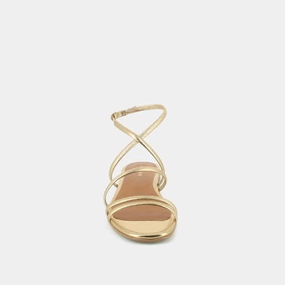 Flat strappy sandals and straps in platinum metallic leather | apolline